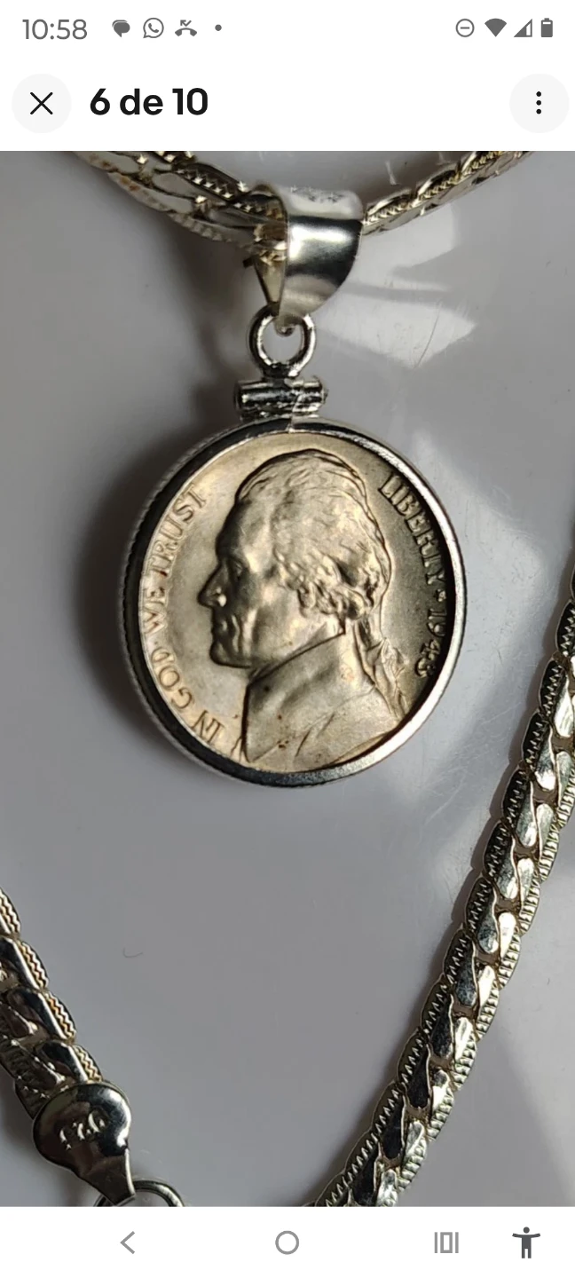 1943 D Jefferson Nickel Pendant Necklace - 35% Silver - photo 5