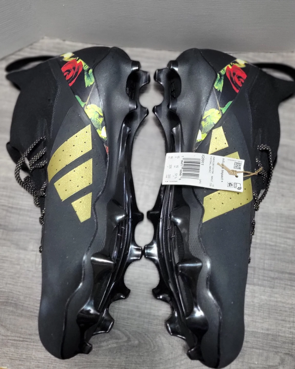 Adidas Adizero  Black Gold Floral Men's Size 16 - photo 3