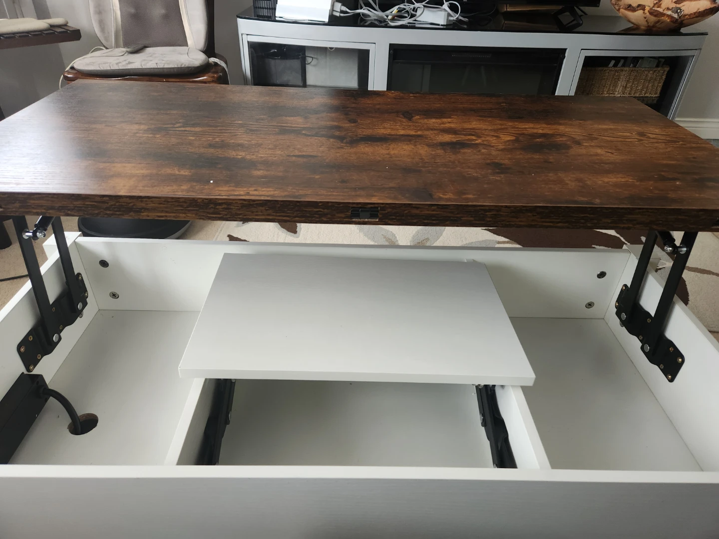 Lift Top Coffee Table with Storage and Outlets - photo 2