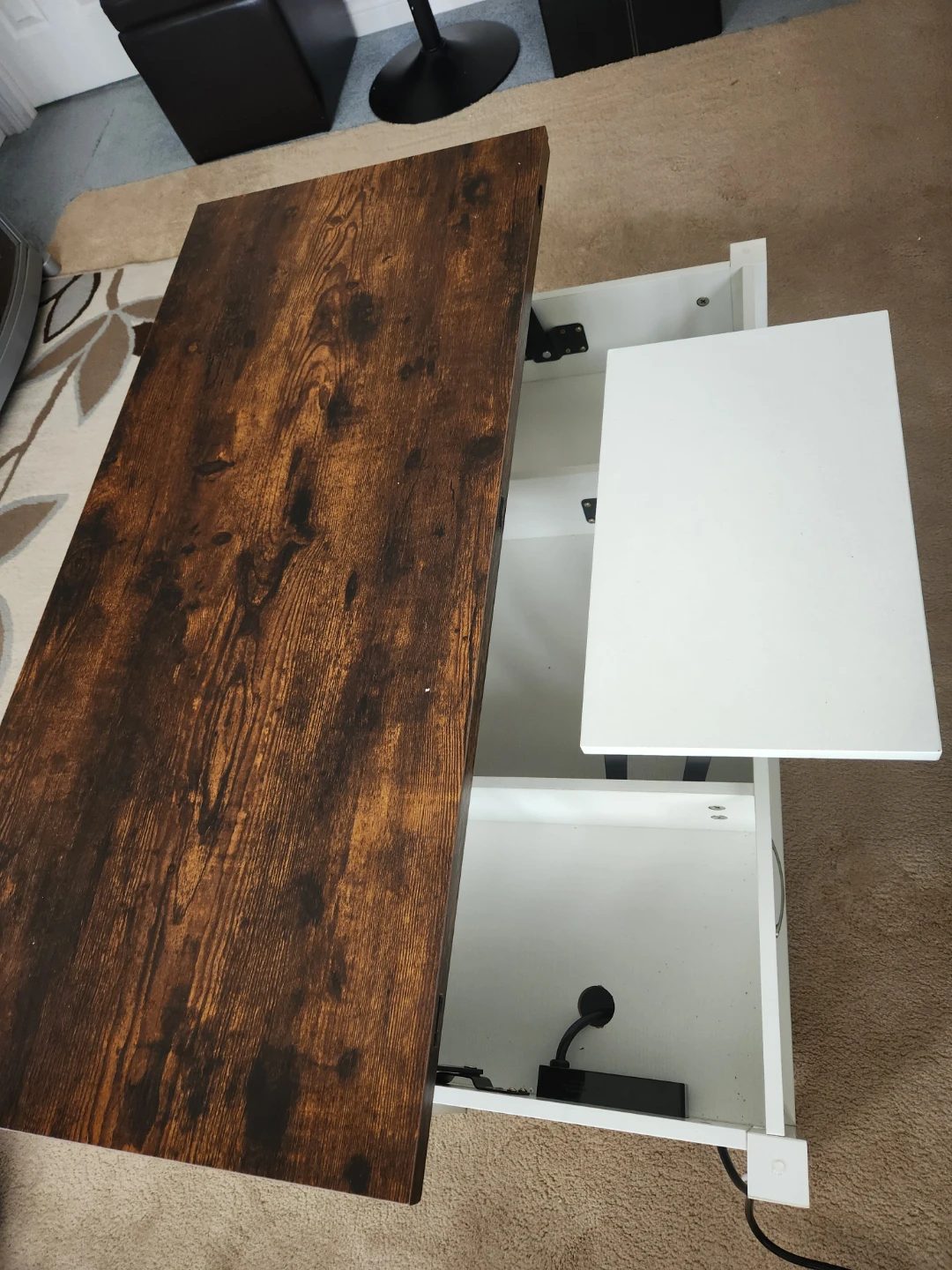 Lift Top Coffee Table with Storage and Outlets - photo 3