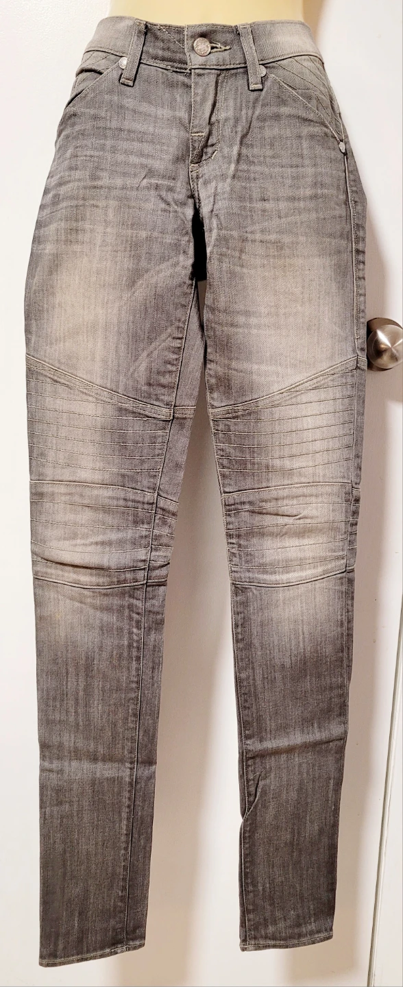 Rock & Republic Harlan Grey Moto Jeans Size 24