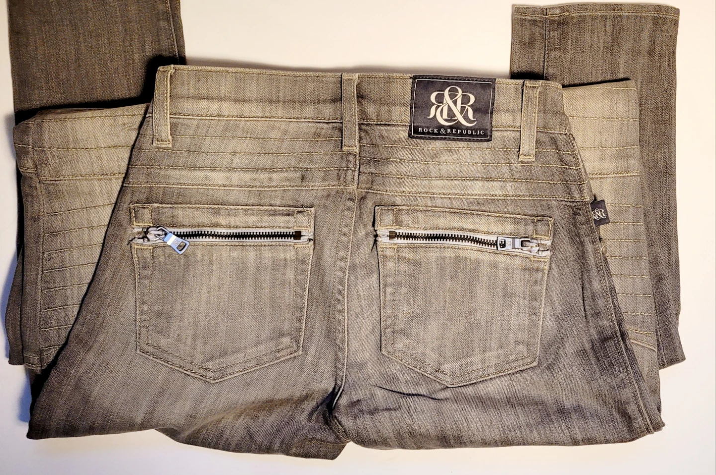 Rock & Republic Harlan Grey Moto Jeans Size 24 - photo 3