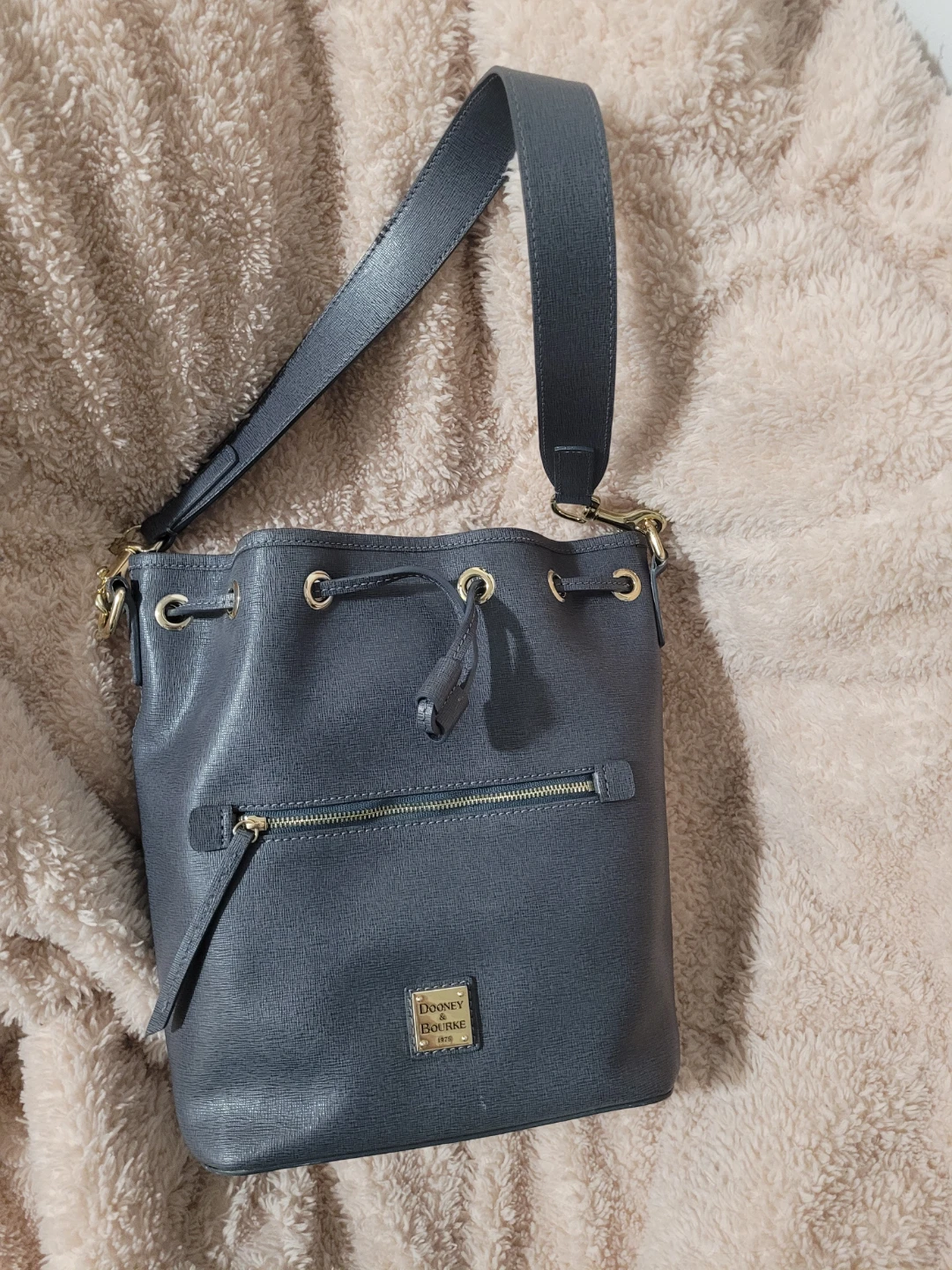 Dooney & Bourke Grey Leather Bucket Bag