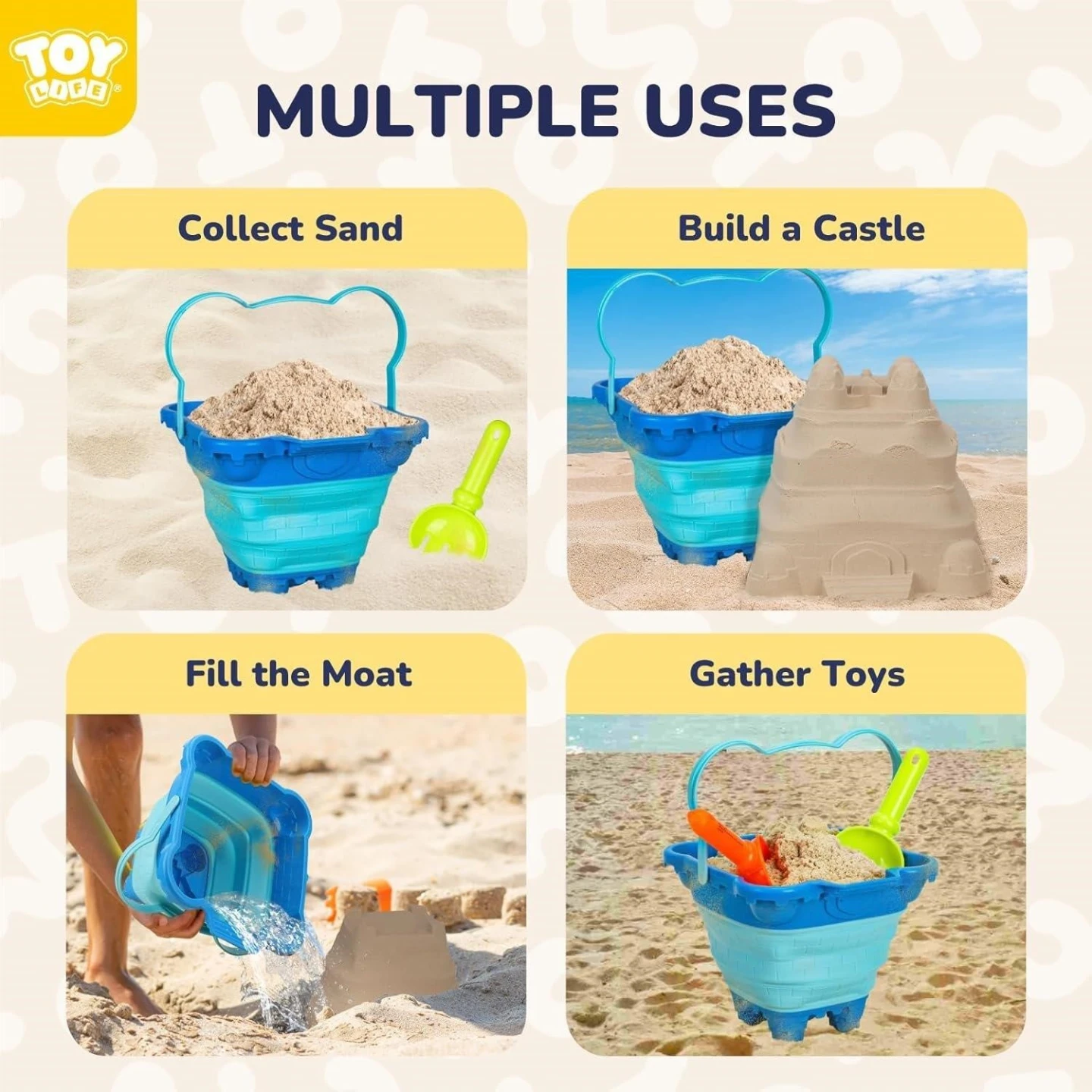 Toygo Collapsible Beach Bucket with 2 Sand Molds - photo 4