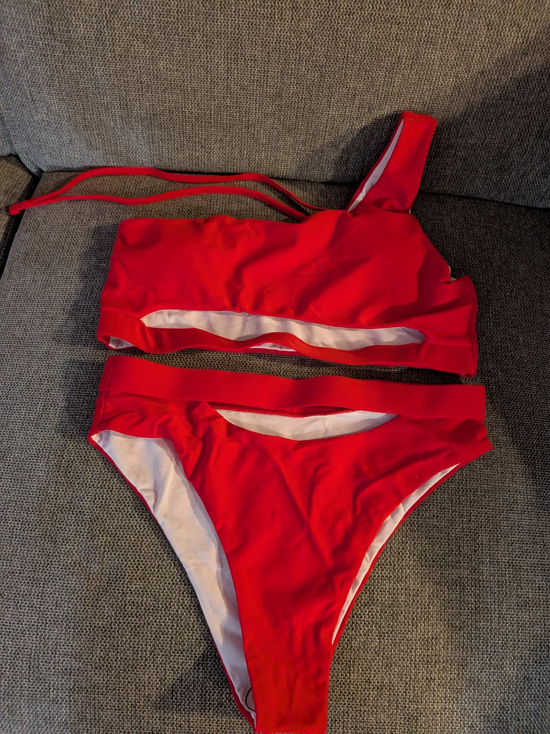 Red One-Shoulder Bikini Set