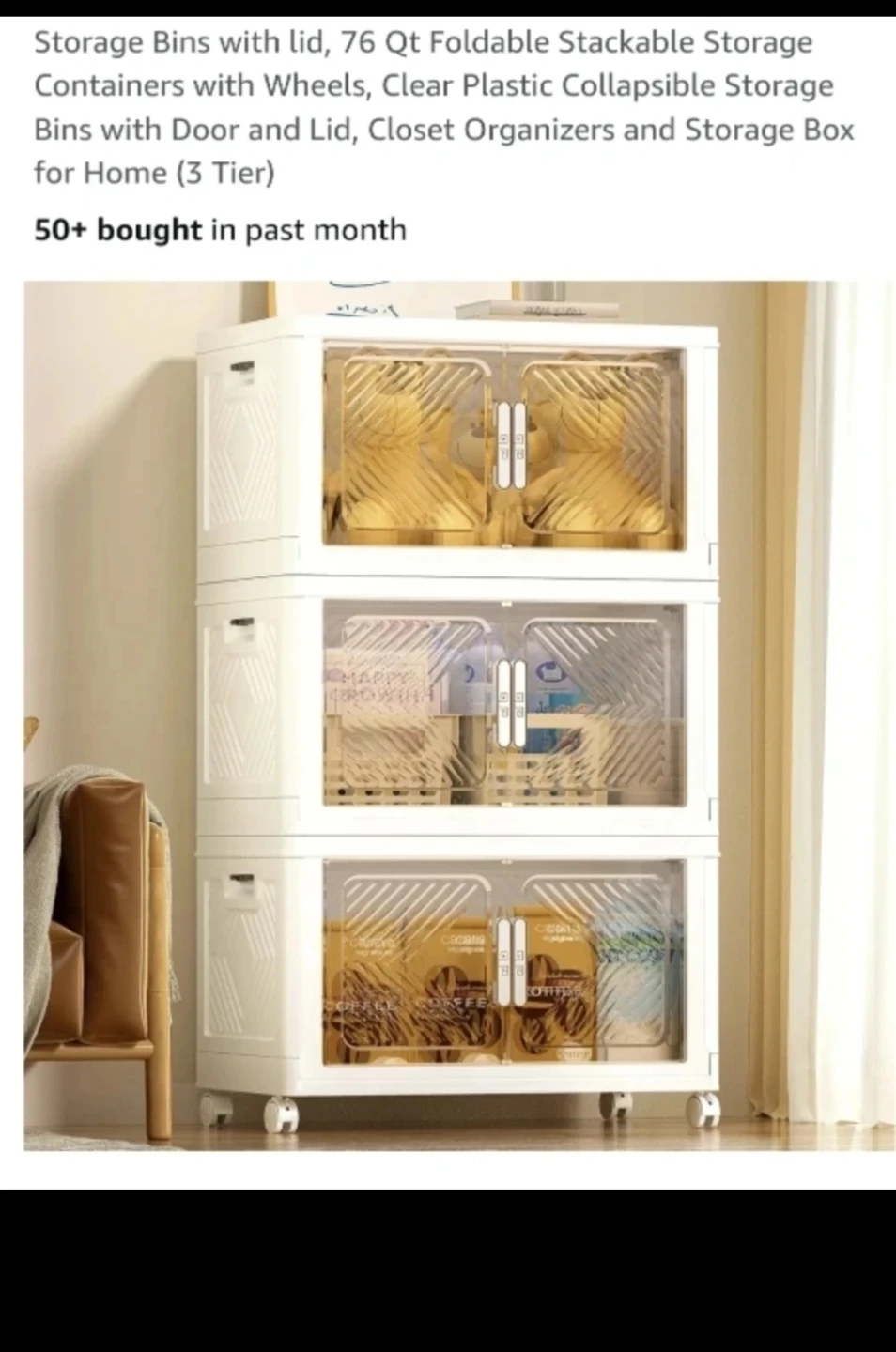 New Storage Bins with lid, 76 Qt Foldable