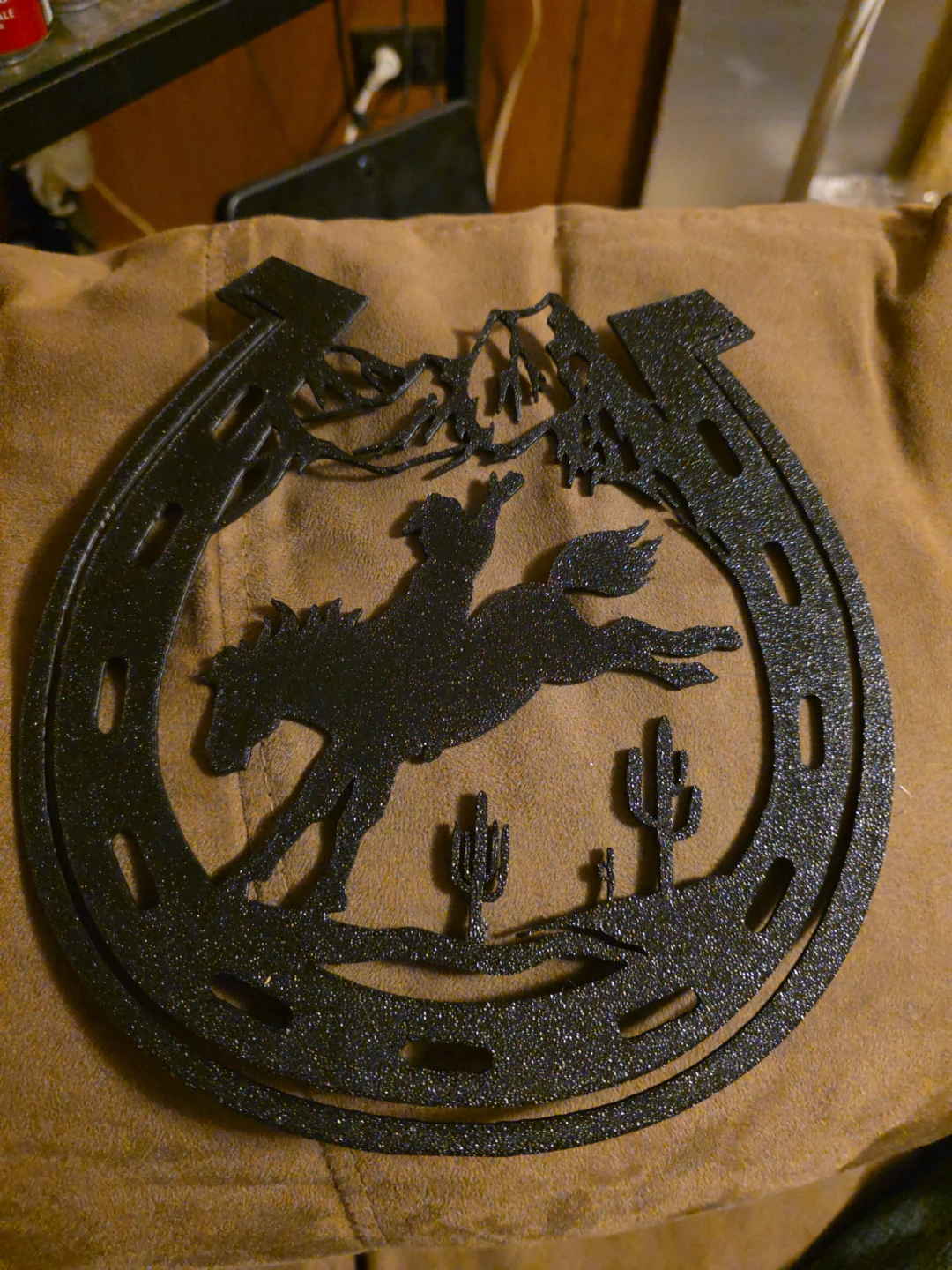 Metal Horseshoe Cowboy Horse Wall Art
