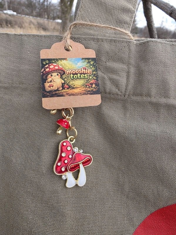 Mooshie Totes Canvas Tote Bag with Mushroom Charm - photo 2