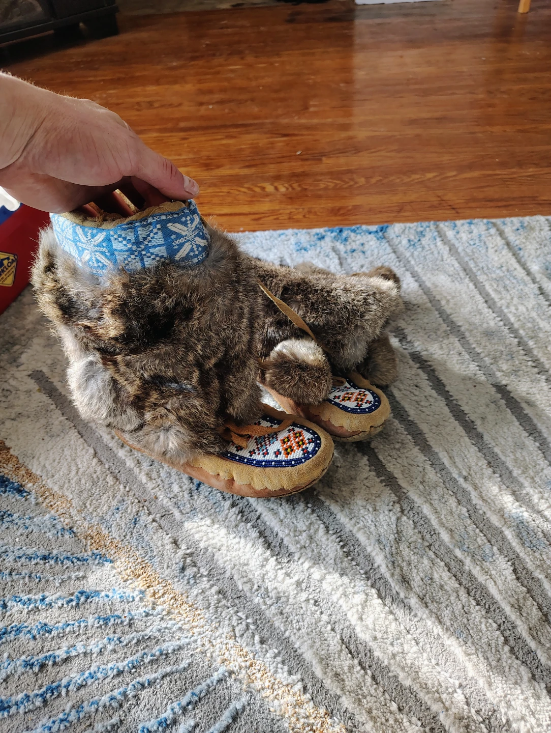 Moccasins with Fur Trim and Beaded Detail