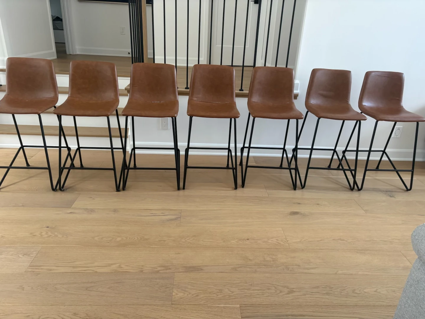 Set of 7 Brown Faux Leather Bar Stools - photo 3