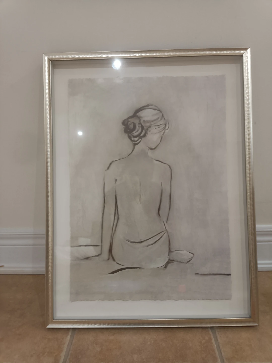 Beautiful Framed Artwork of Woman Sitting