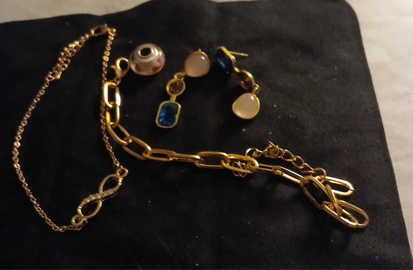 Gold-tone Charm Bracelet and Earrings Set
