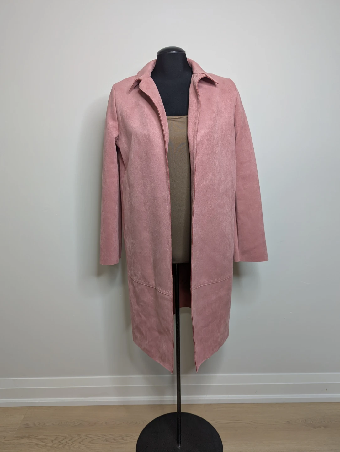 BRAND NEW- Zara -Pink Faux Suede Duster Trench Jacket - photo 5
