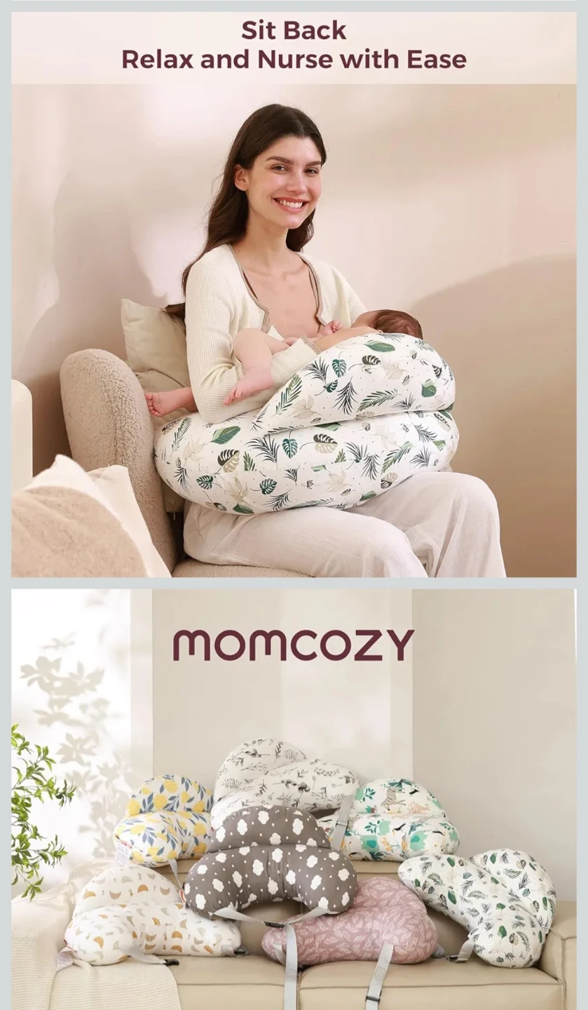 Momcozy Nursing Pillow - Jungle Leaf Print