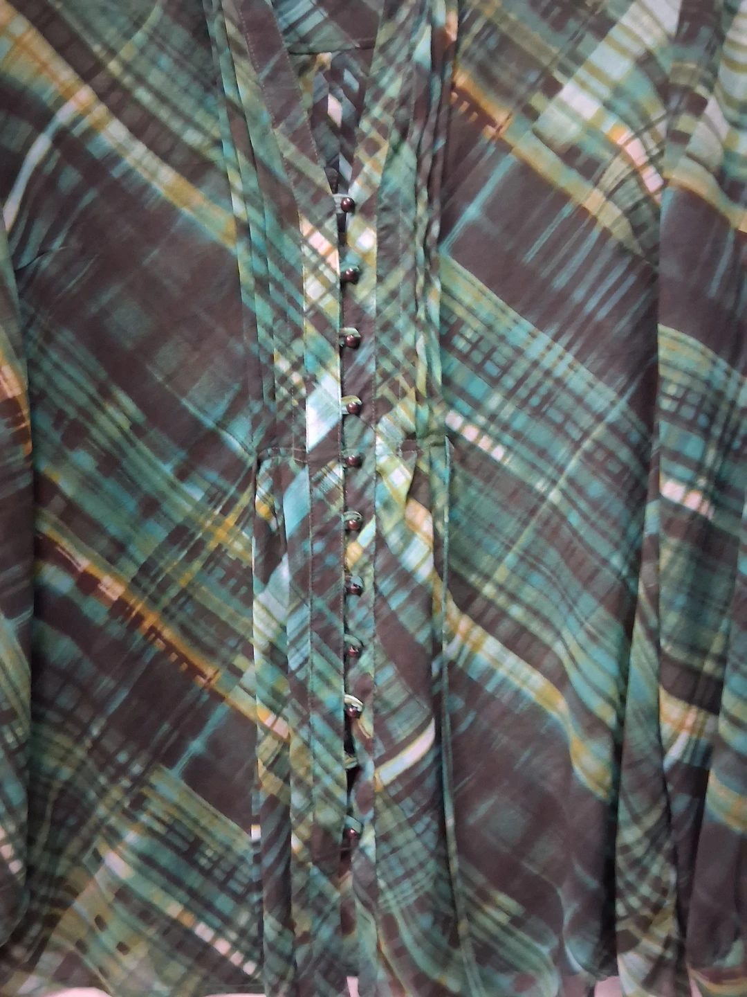 LARGE  Olsen Europe Women's Plaid Button-Up Blouse - photo 3