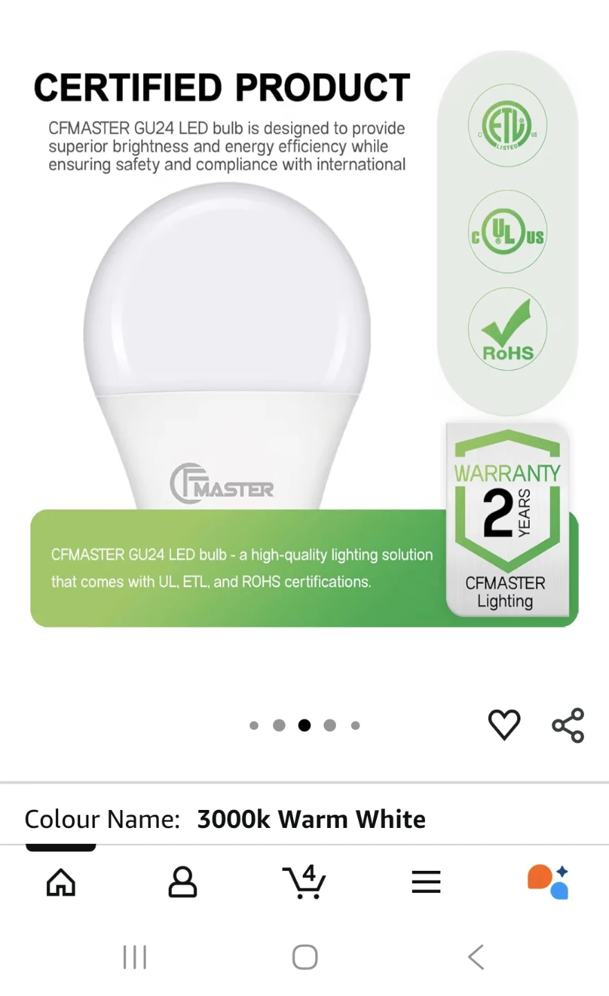 GU24 LED Light Bulb, 3000K Day light (Pack of 8) - photo 3