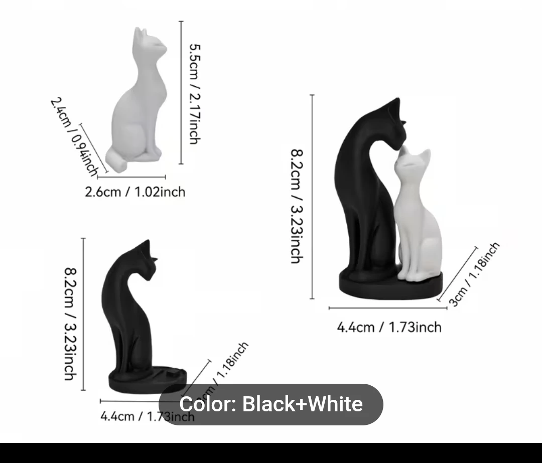 Black & White Cat Figurines Display *new - photo 5