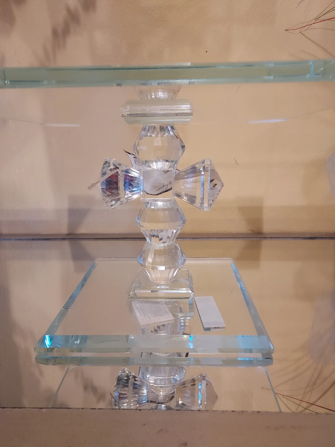 Clear Crystal Pedestal Stand Display Shelf