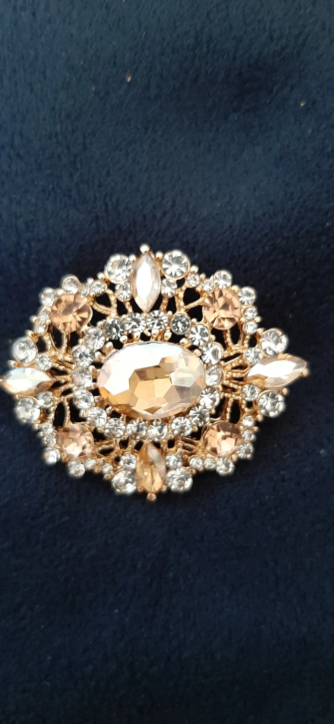 vintage look brooch adorned with crystals.