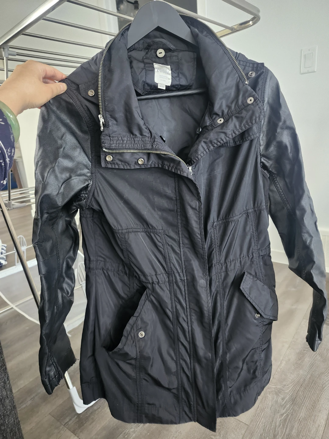 Twik Black Jacket with Faux Leather Sleeves - M/M - photo 2