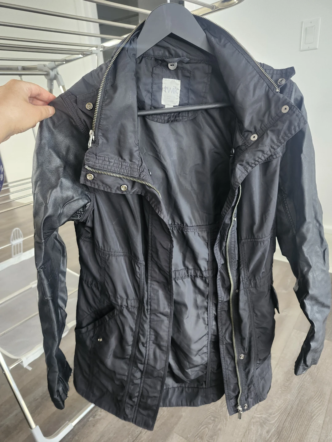 Twik Black Jacket with Faux Leather Sleeves - M/M - photo 5
