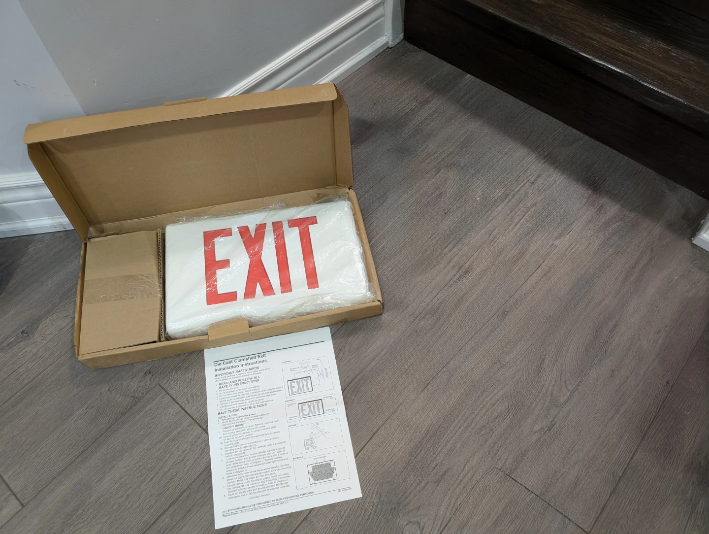 NIB - Commercial Industrial White Aluminum Emergency Exit Sign