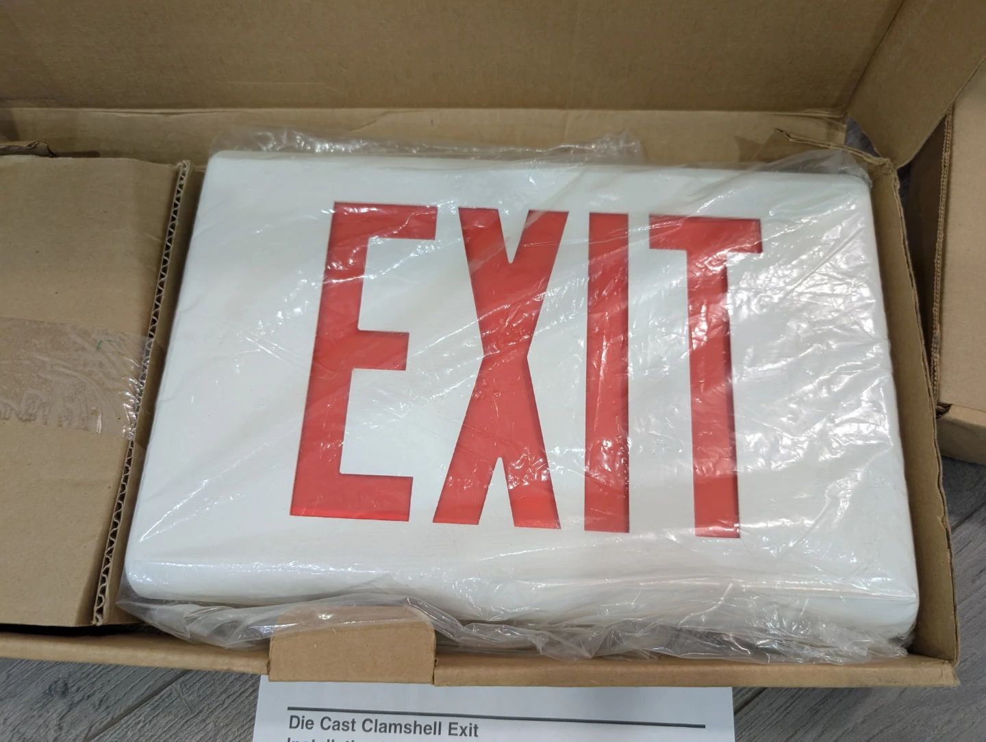 NIB - Commercial Industrial White Aluminum Emergency Exit Sign - photo 2
