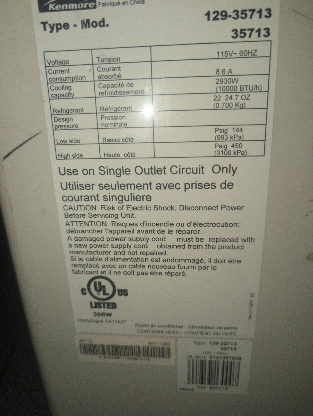 Kenmore 129-35713 Portable Air Conditioner - photo 3