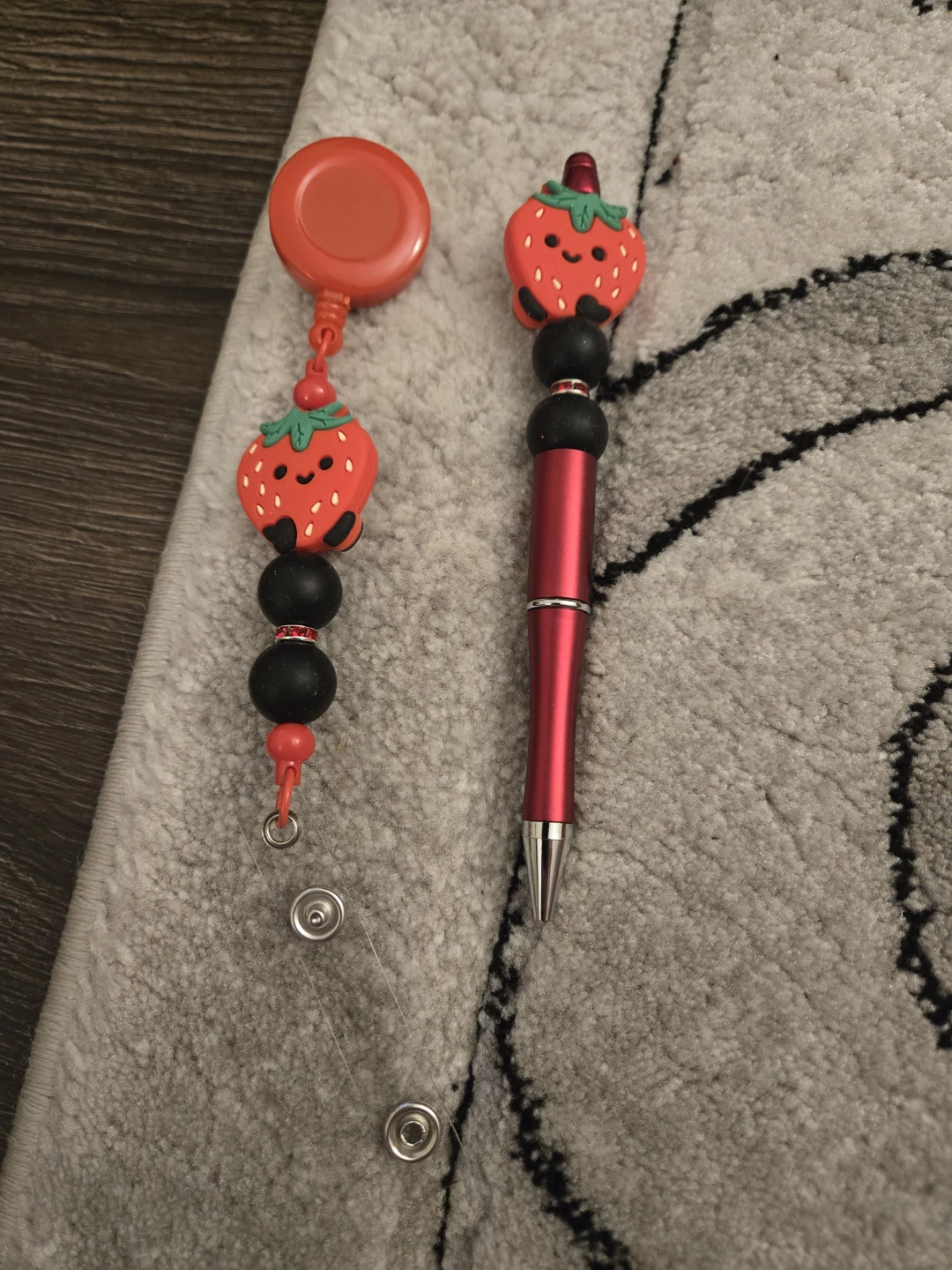 Strawberry Retractable Badge Reel and Pen Set