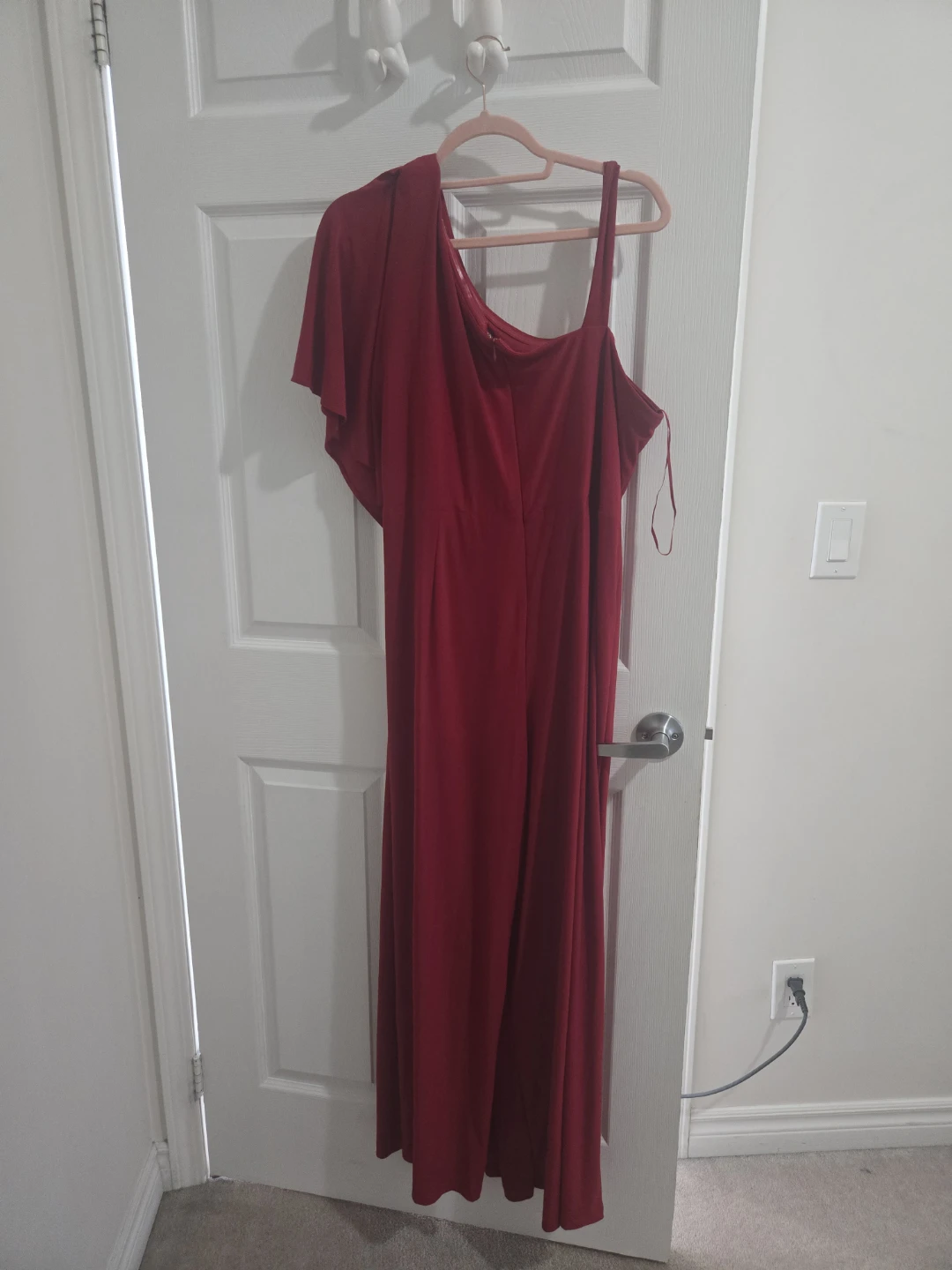 Red One-Shoulder Jump Suit