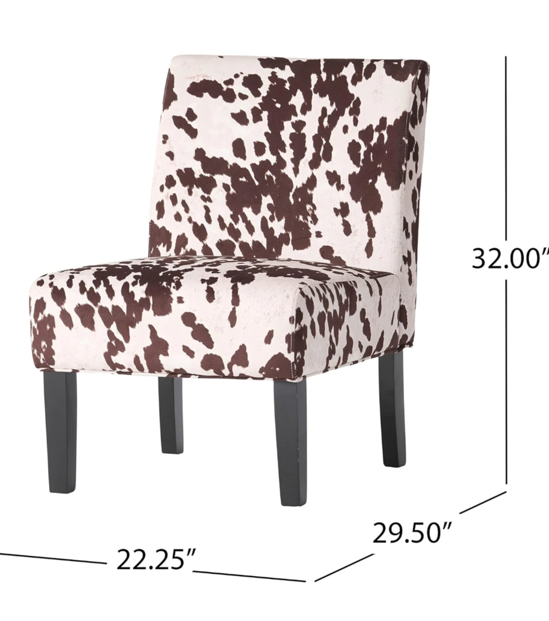 Black and White Faux Cow print Fabric Chair upholstered - photo 4