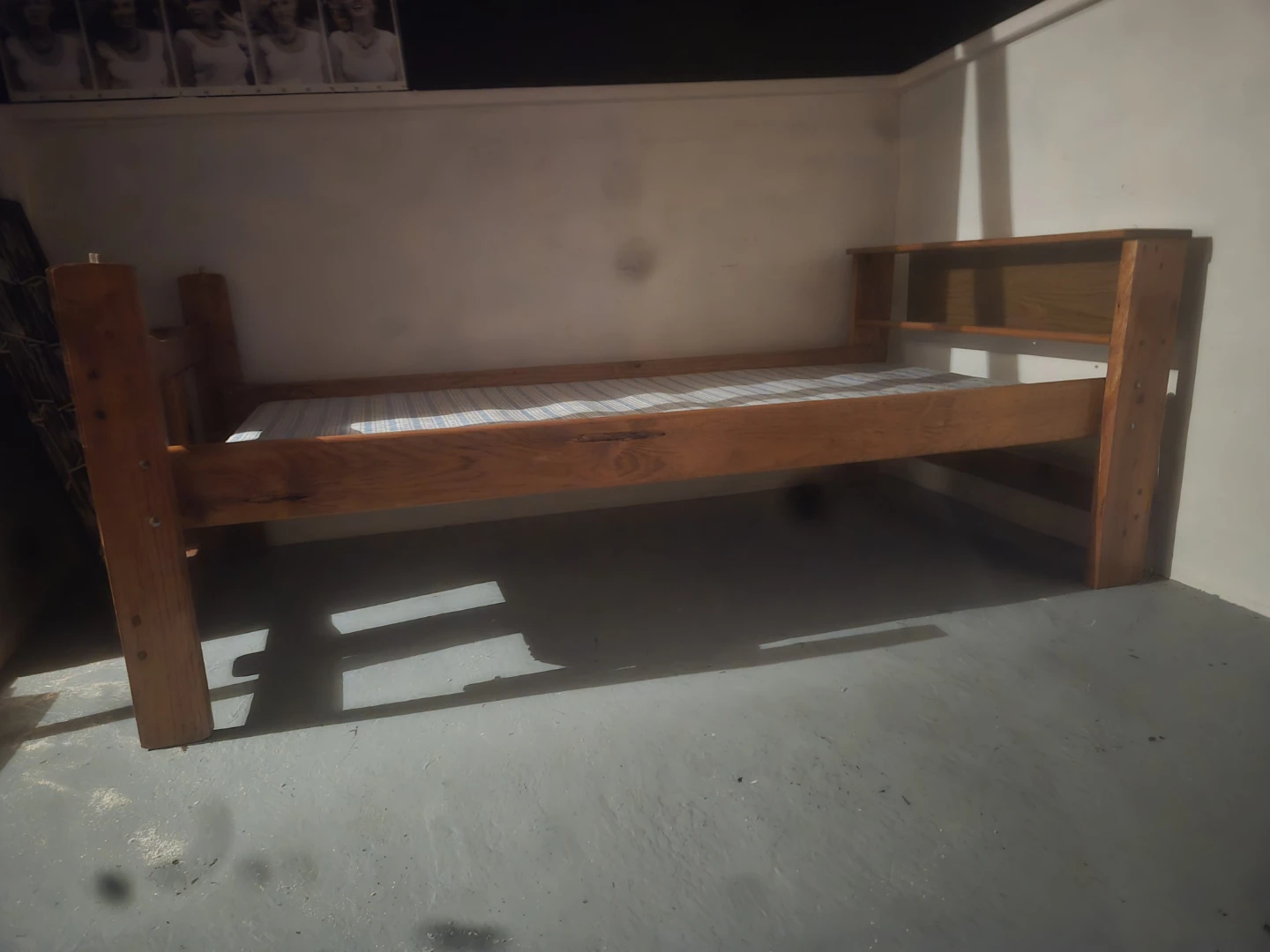 Wooden Twin Bed Frame with Built-in Shelves - photo 2