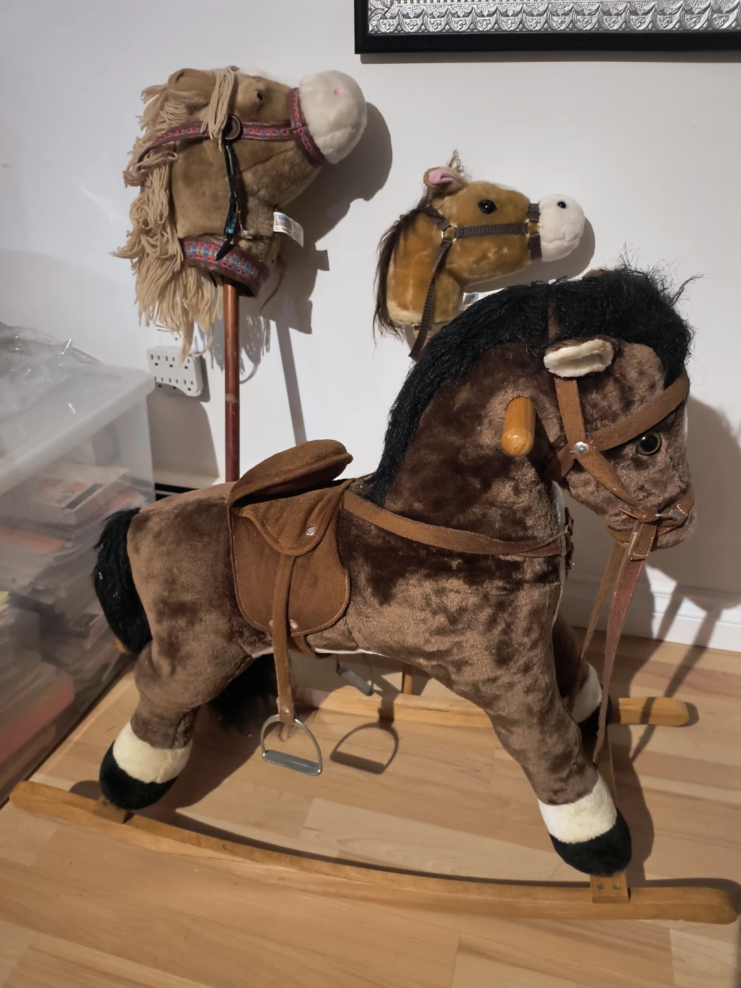 Brown Plush Rocking Horse / And two stick horse - photo 2