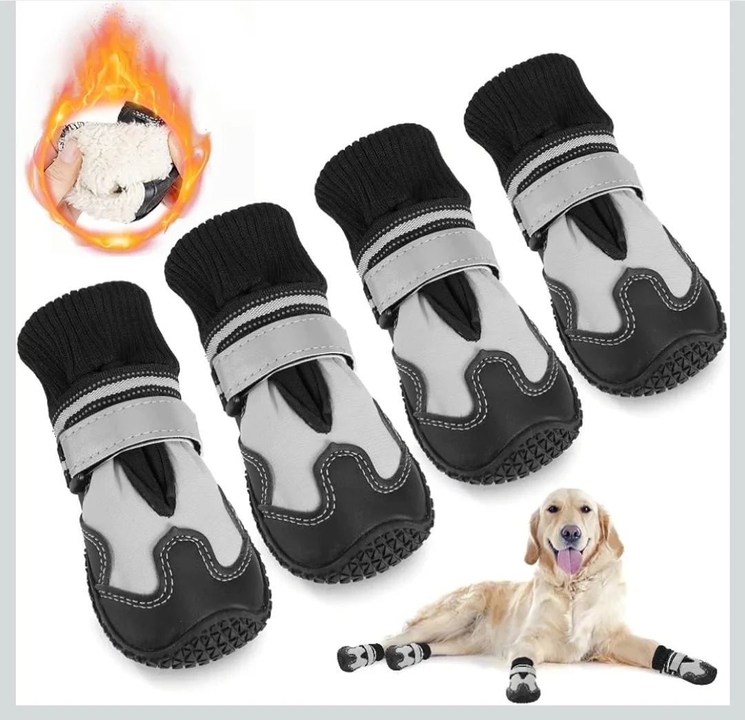 Dog Boots, Winter Warm Dogs Shoes , Waterproof Paw Pro...