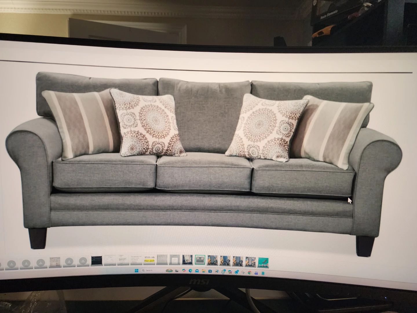 New Grey Sofa with Accent Pillows