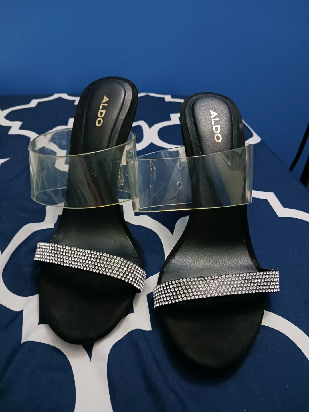ALDO Women's Black Rhinestone Clear Strap Heels - photo 2