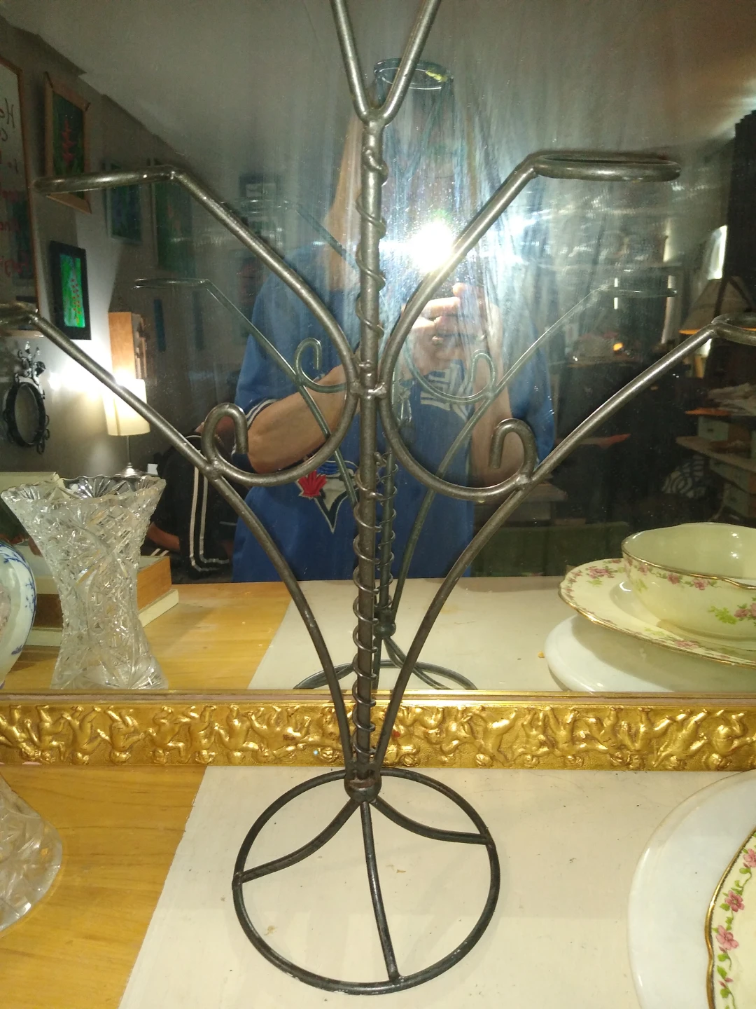 Vintage handmade wrought iron candle holder