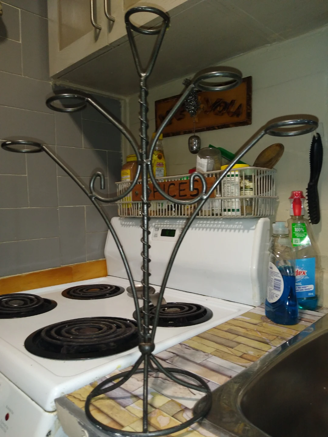 Vintage handmade wrought iron candle holder - photo 3