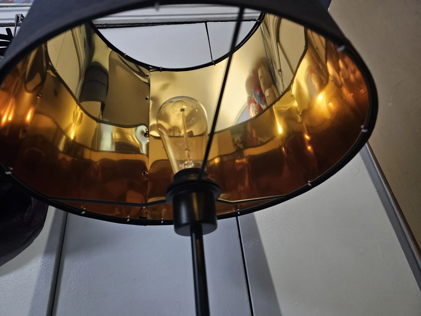 Black Tripod Floor Lamp with Gold Interior Shade - photo 5
