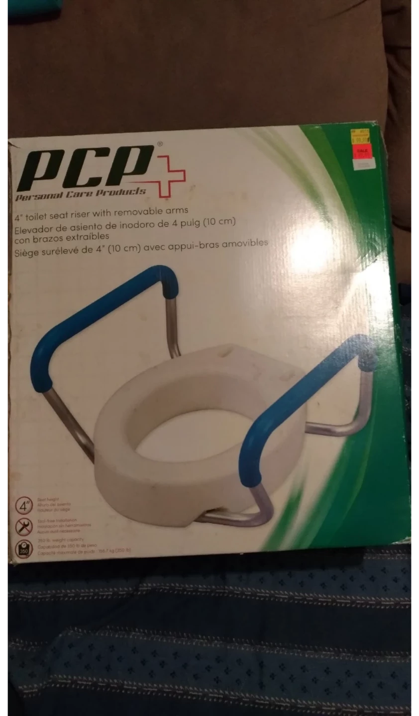 PCP 4" Toilet Seat Riser with Removable Arms