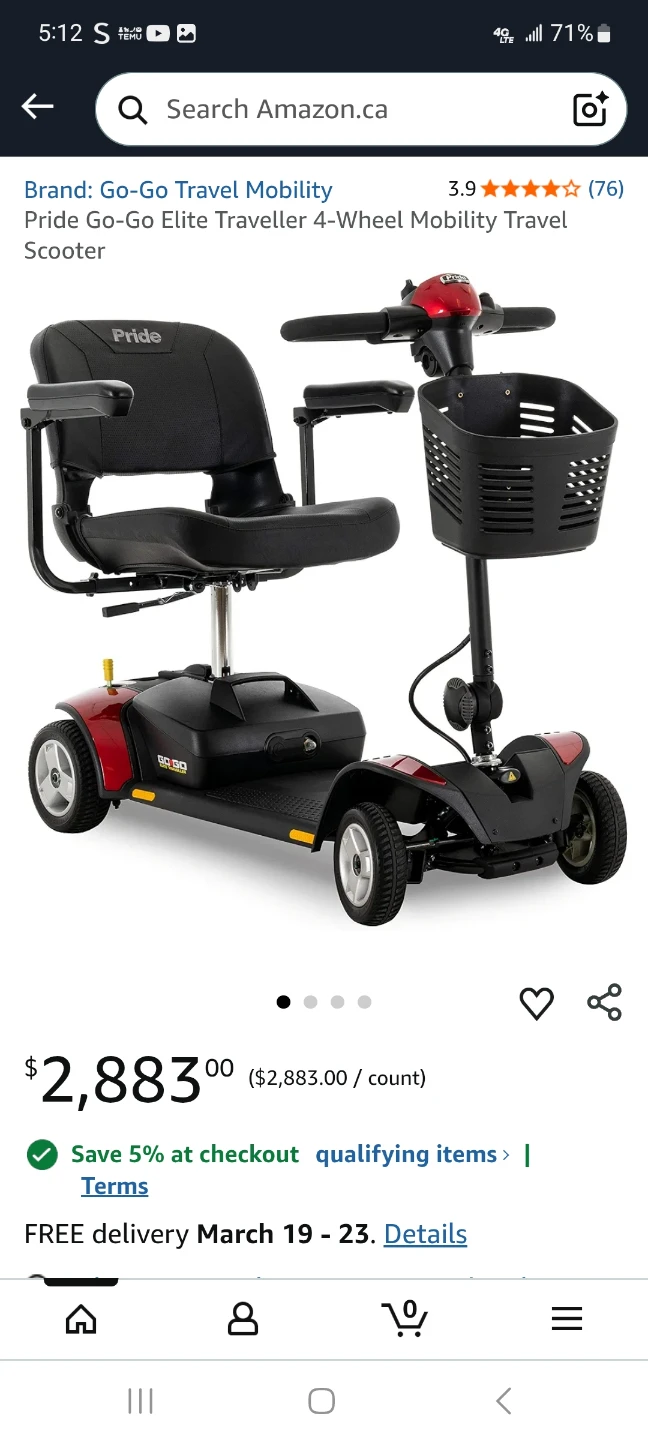 Pride Go-Go Elite Traveller 4-Wheel Mobility Scooter