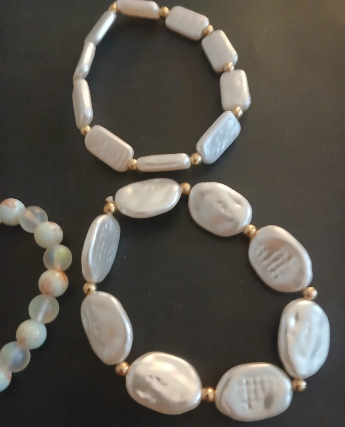 Set of 3 Beaded Bracelets - Pearl and Stone Mix - photo 2