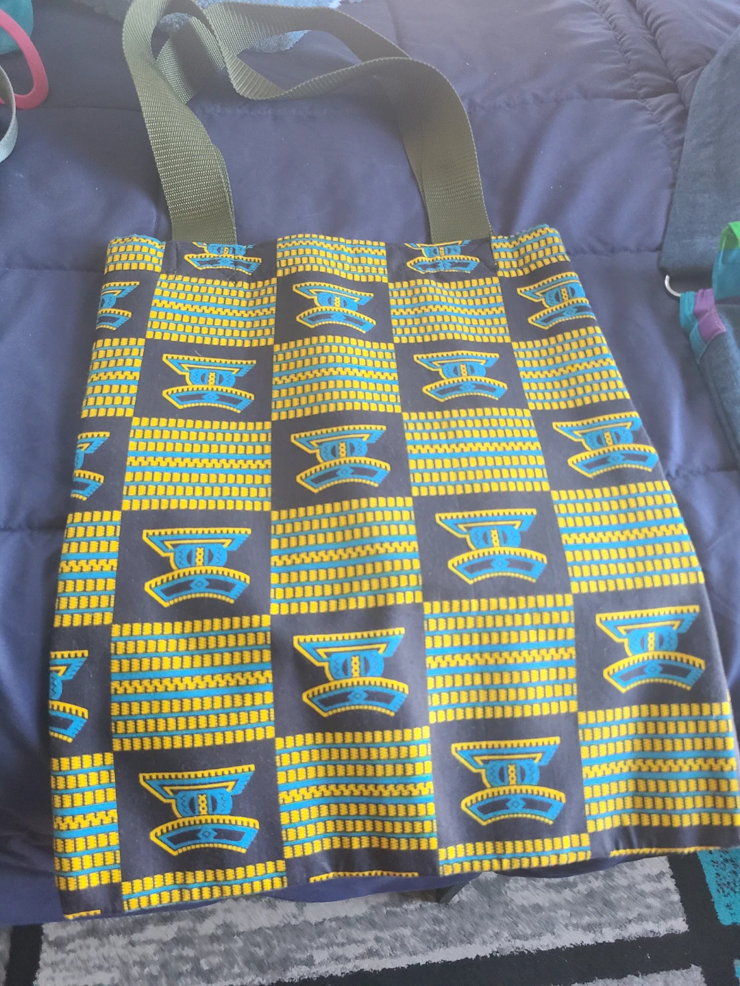 Tote Bag with African Print and Lemon Design - photo 2