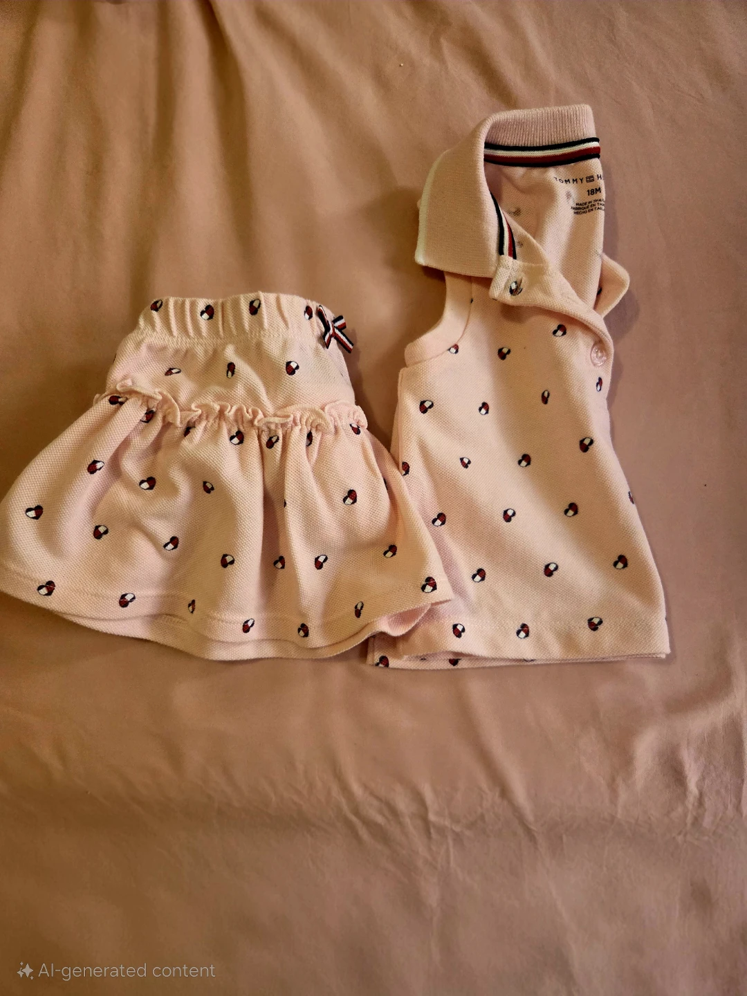 Tommy Hilfiger Baby Girls Pink Polo Shirt and Skirt Set
