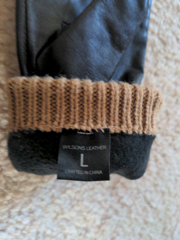 Leather Gloves with Knit Cuffs - Size m - photo 2