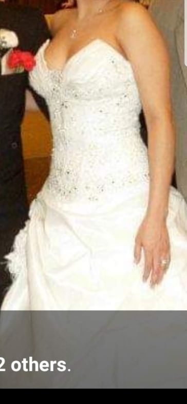 White Strapless Wedding Dress with Beading