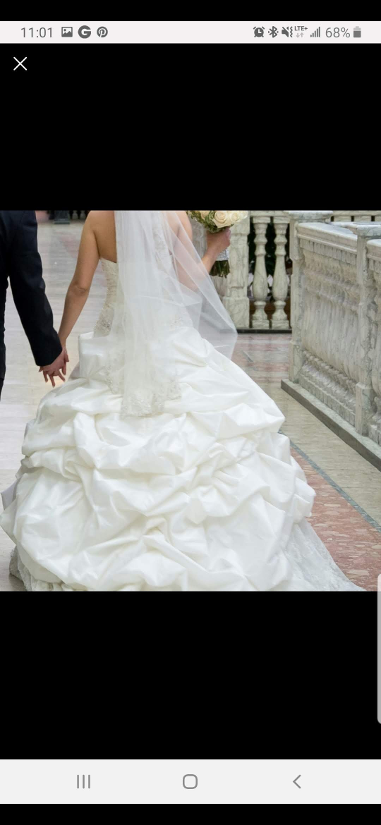 White Strapless Wedding Dress with Beading - photo 3