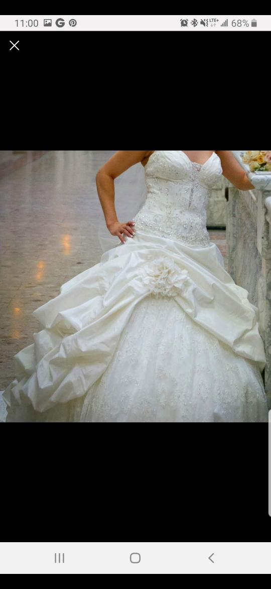 White Strapless Wedding Dress with Beading - photo 4