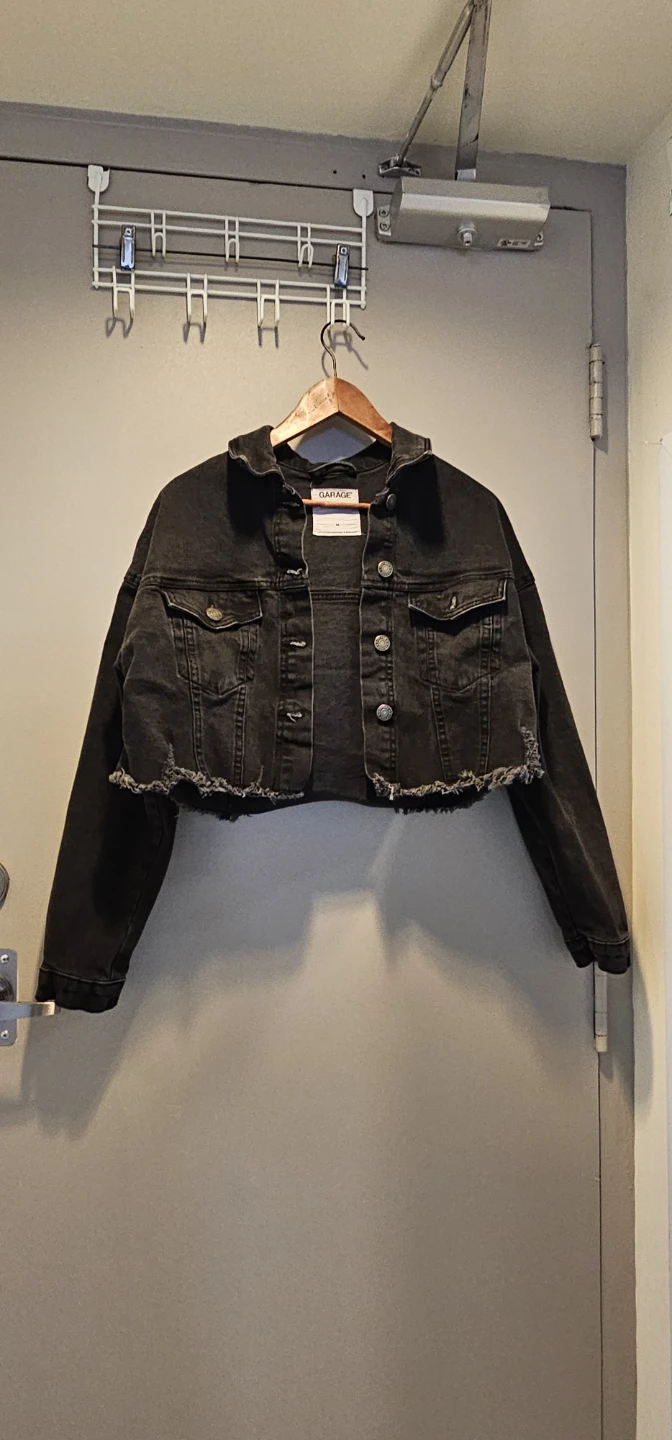 Garage Black Denim Cropped Jacket - Size M - photo 3