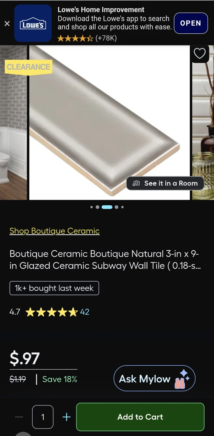 Boutique Ceramic 3-in x 9-in Glazed Subway Wall Tile